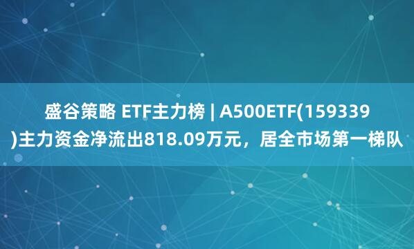 盛谷策略 ETF主力榜 | A500ETF(159339)主力资金净流出818.09万元，居全市场第一梯队
