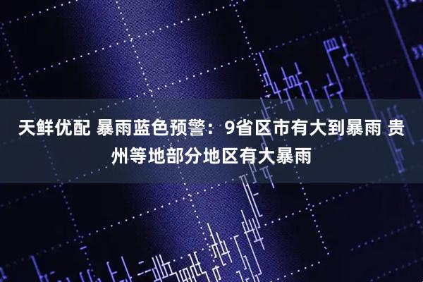 天鲜优配 暴雨蓝色预警：9省区市有大到暴雨 贵州等地部分地区有大暴雨